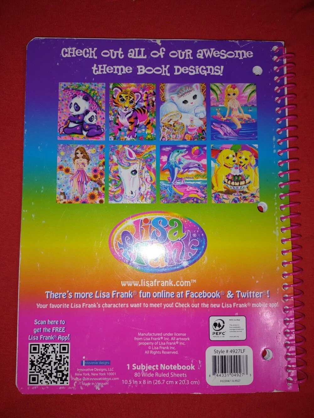 Lisa Frank Notebook spiral Painting Panda New